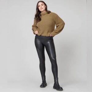 Spanx‎ Faux Leather Moto Leggings Black Size Small 20136R